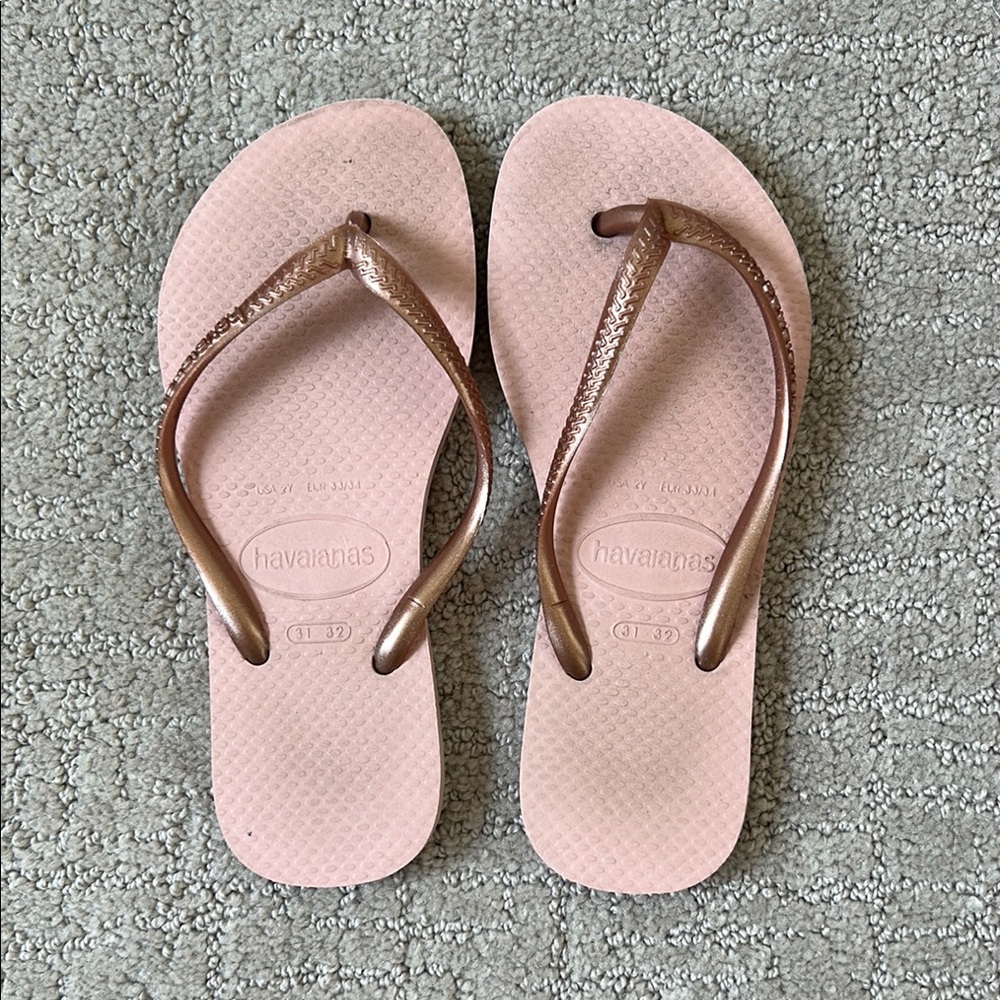 Havaianas Light Pink with Metallic Bronze Flip Flops